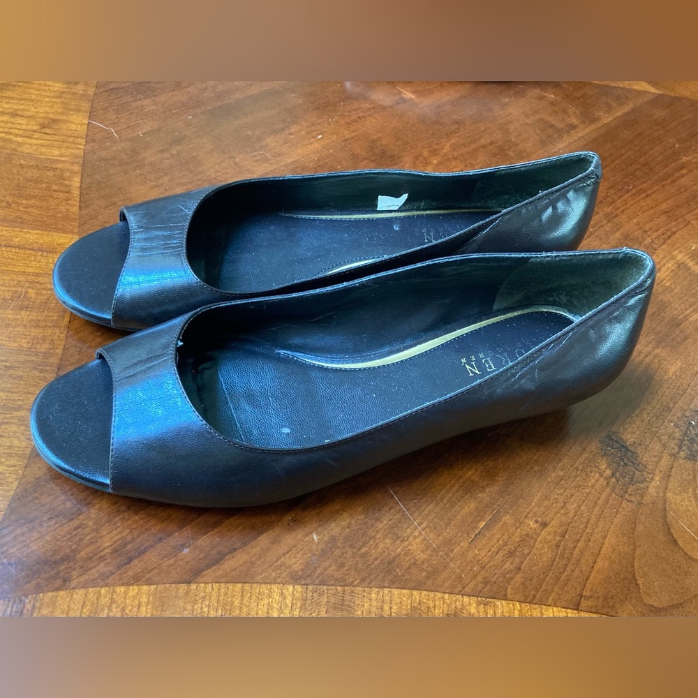 Ralph Lauren Black Peep Toe Flats